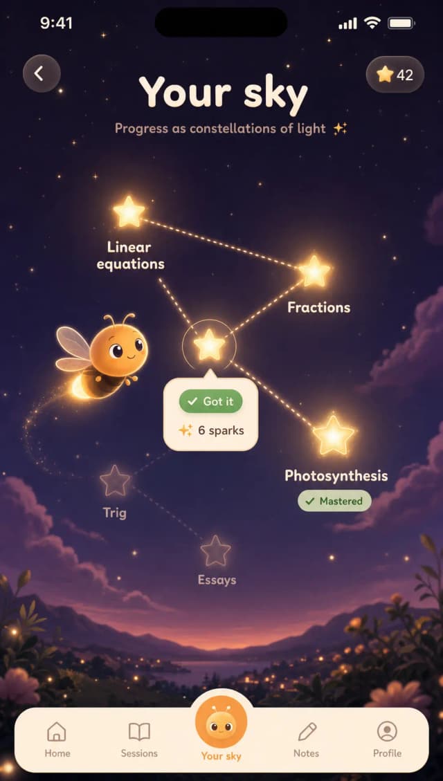 Your sky progress constellation screen